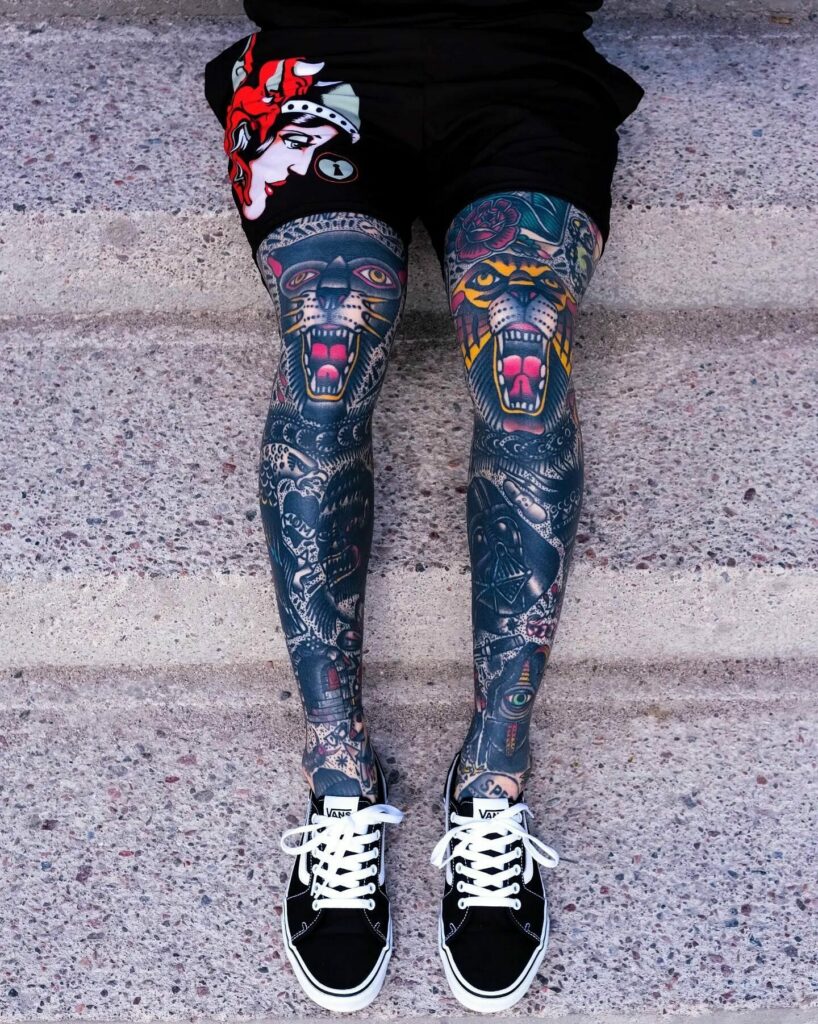 Traditional Leg Sleeve Tattoos