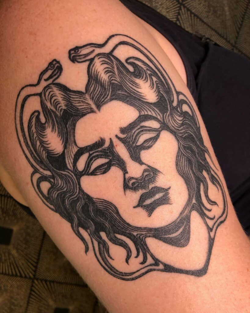 Healed Medusa Stencil Tattoo