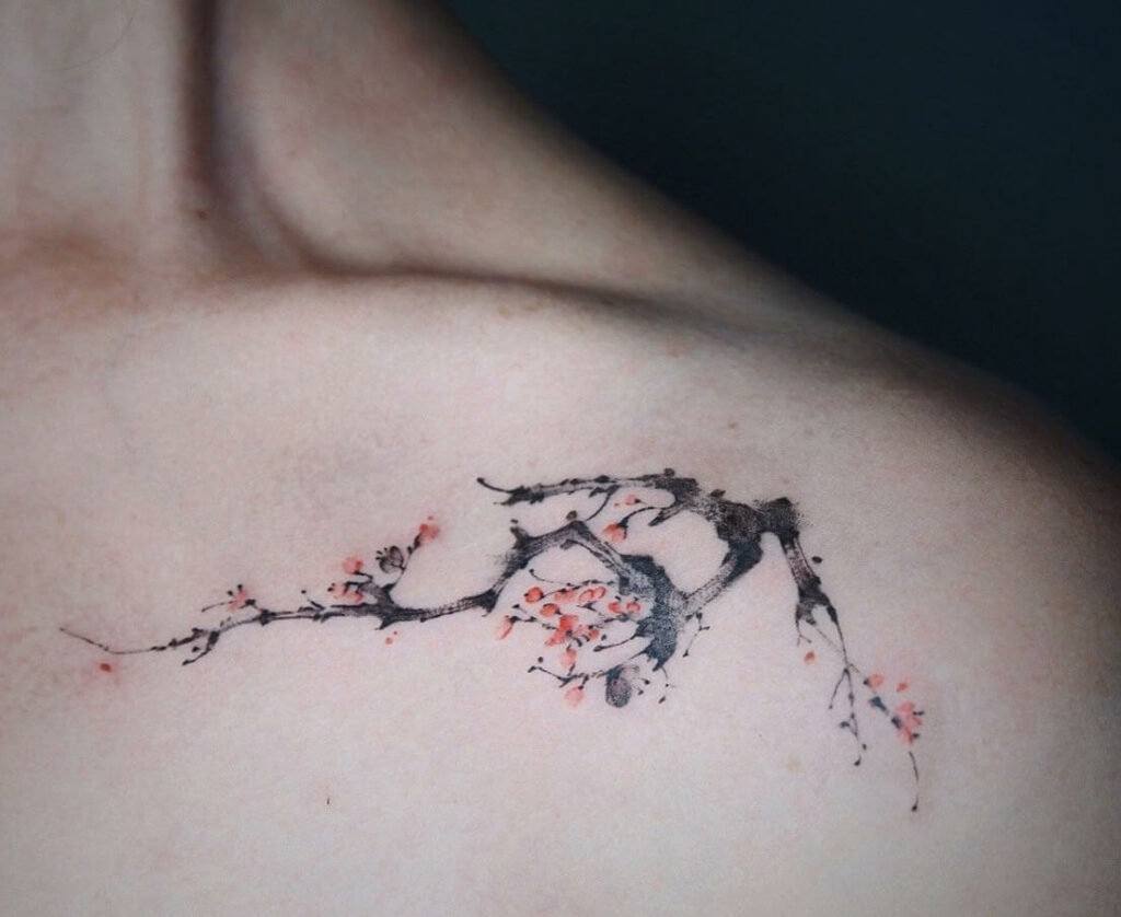 Cherry Blossom Shoulder Tattoo