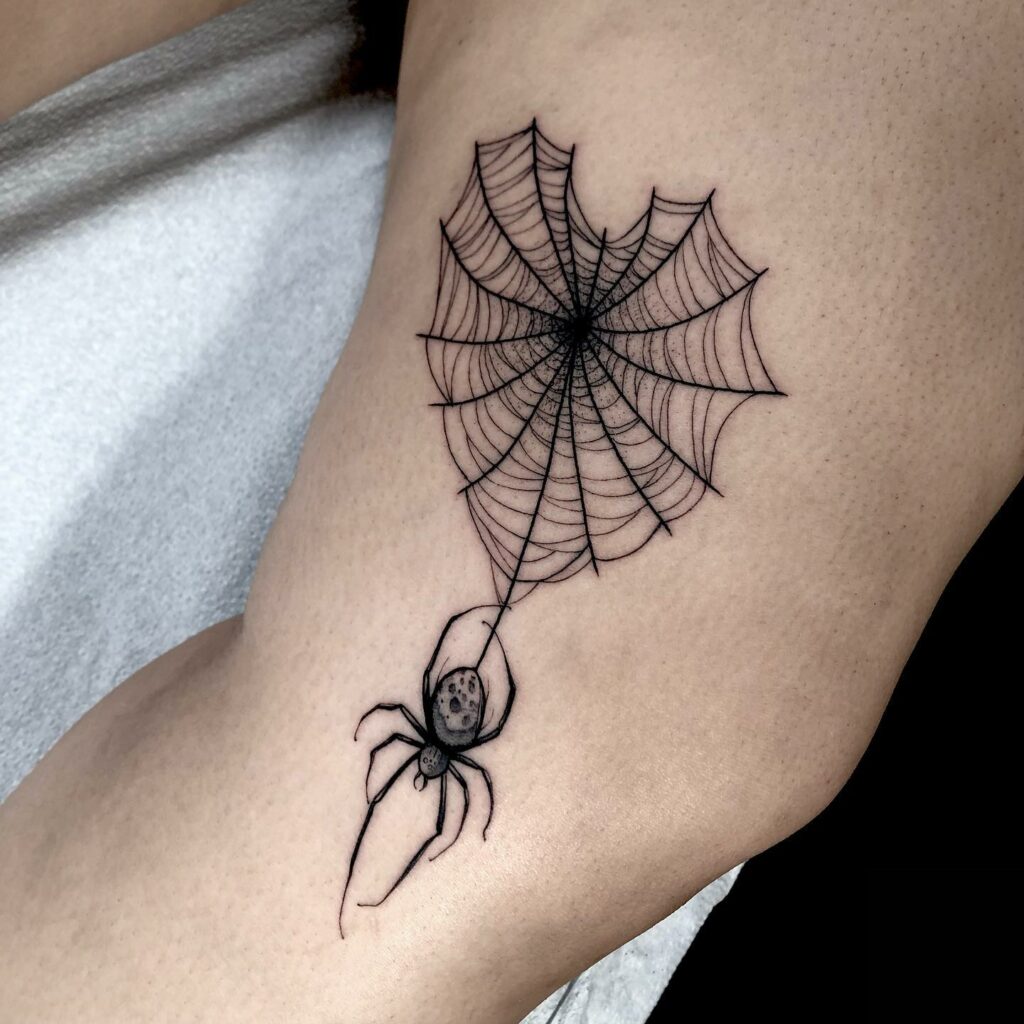 Spider With A Heart-Shaped Web Tattoo