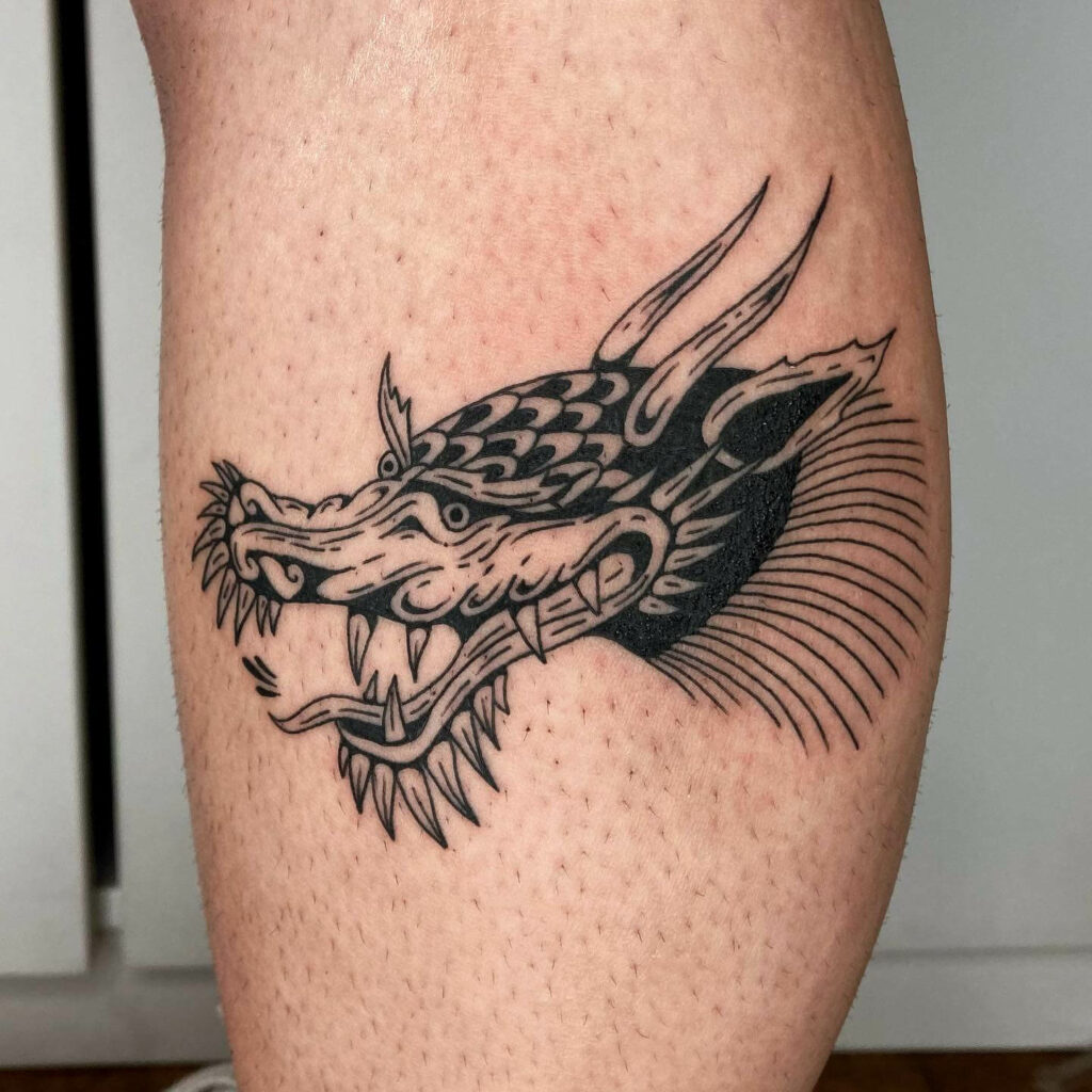 Muscle Nikita Dragun Variation Dragon Head Tattoo