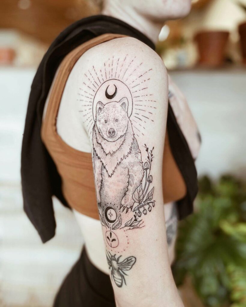 The Big Bear Tattoo That Shows Stars And The Moon