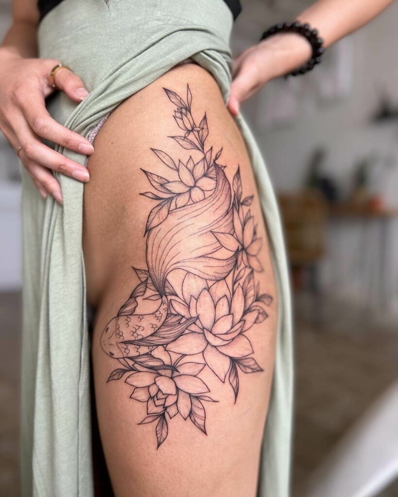 lotus tattoo hip