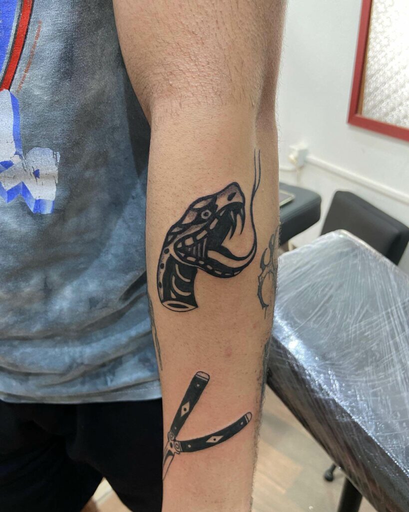 Snake Head Tattoo On Hand