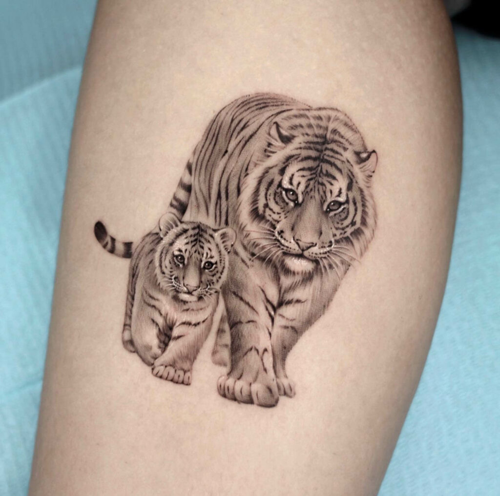 Lion With Cubs  Tiger Sleeve  Best Tattoo Ideas For Men  Women