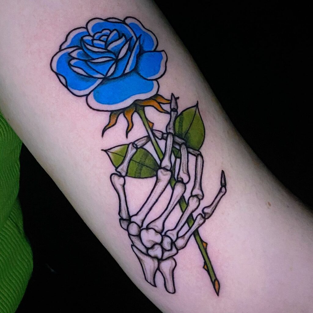 Popular Combination Of Skeleton Hand And Rose