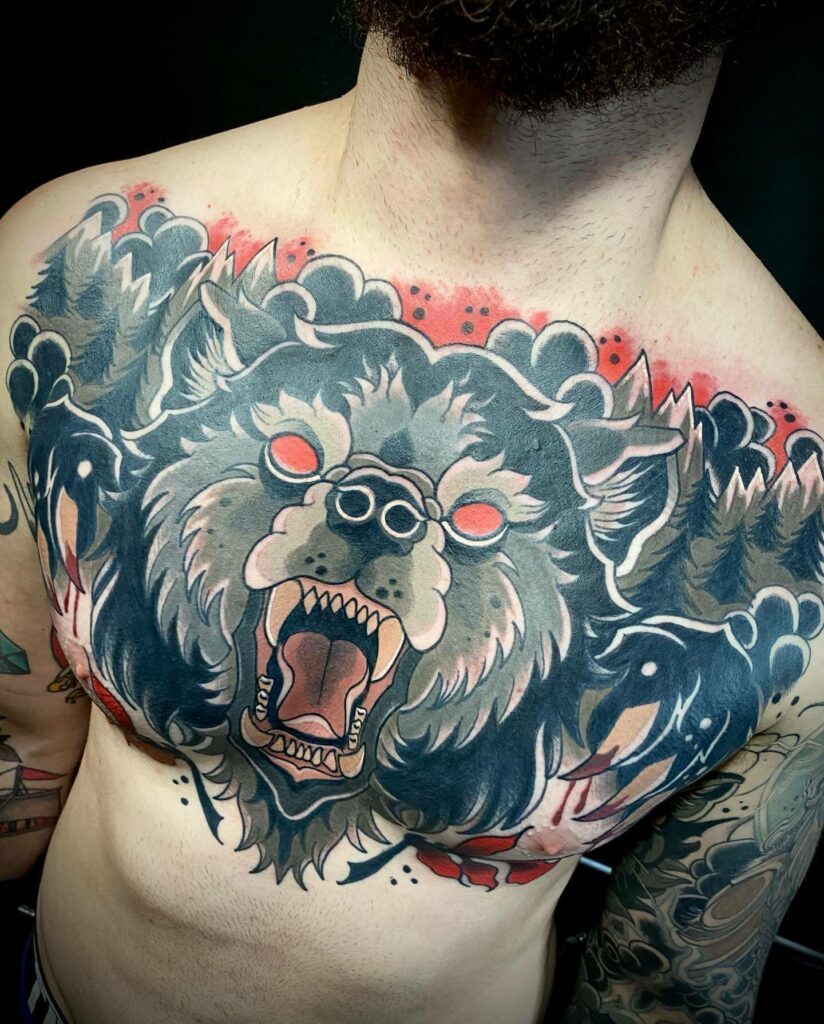 Bear Face Tattoo On Chest  Tattoo Designs Tattoo Pictures