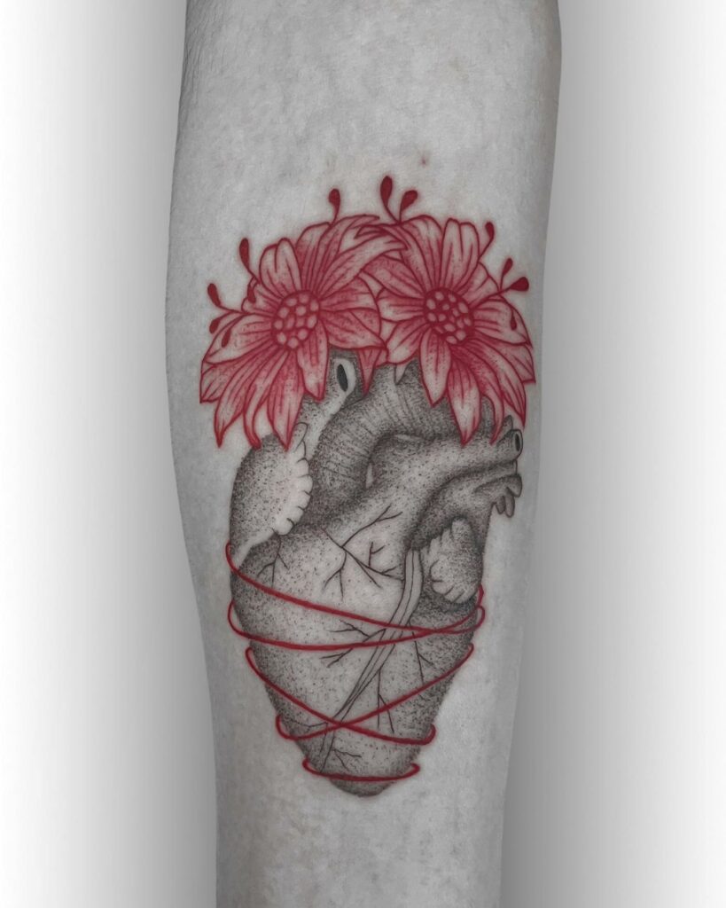 Red And Black Heart Tattoo