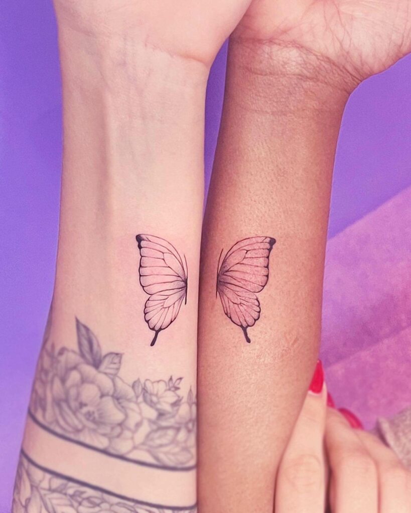 Matching Butterfly Wings Tattoo