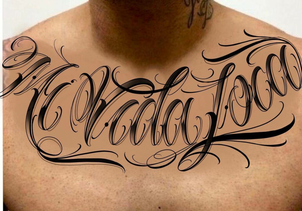 Lettering Chest Tattoo