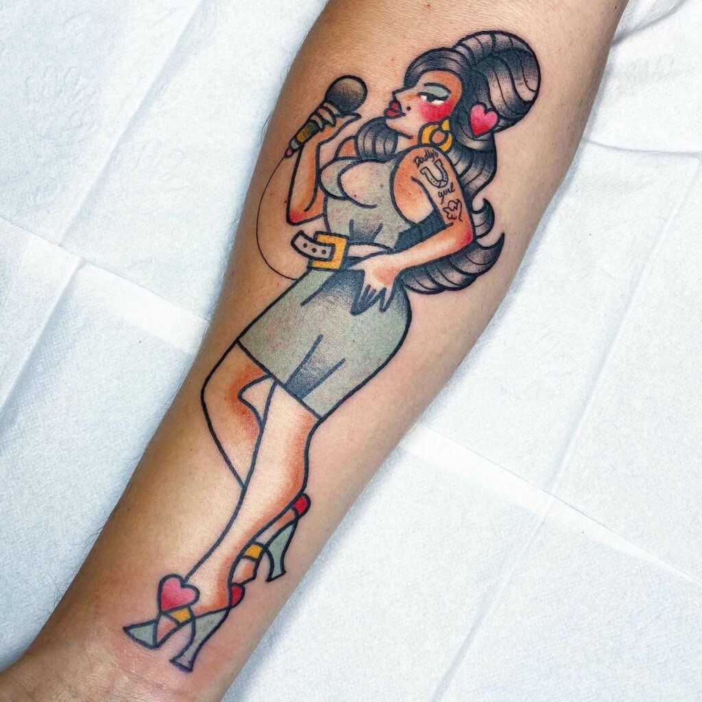 Awesome Traditional Tattoo Idea Based On Amy Winehouse