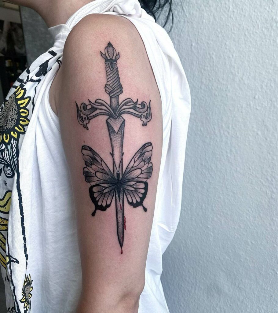 Dagger Butterfly Tattoo