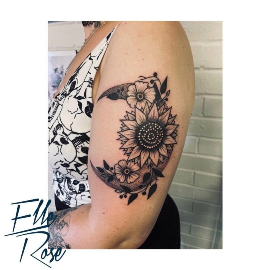 Floral Moon Tattoo