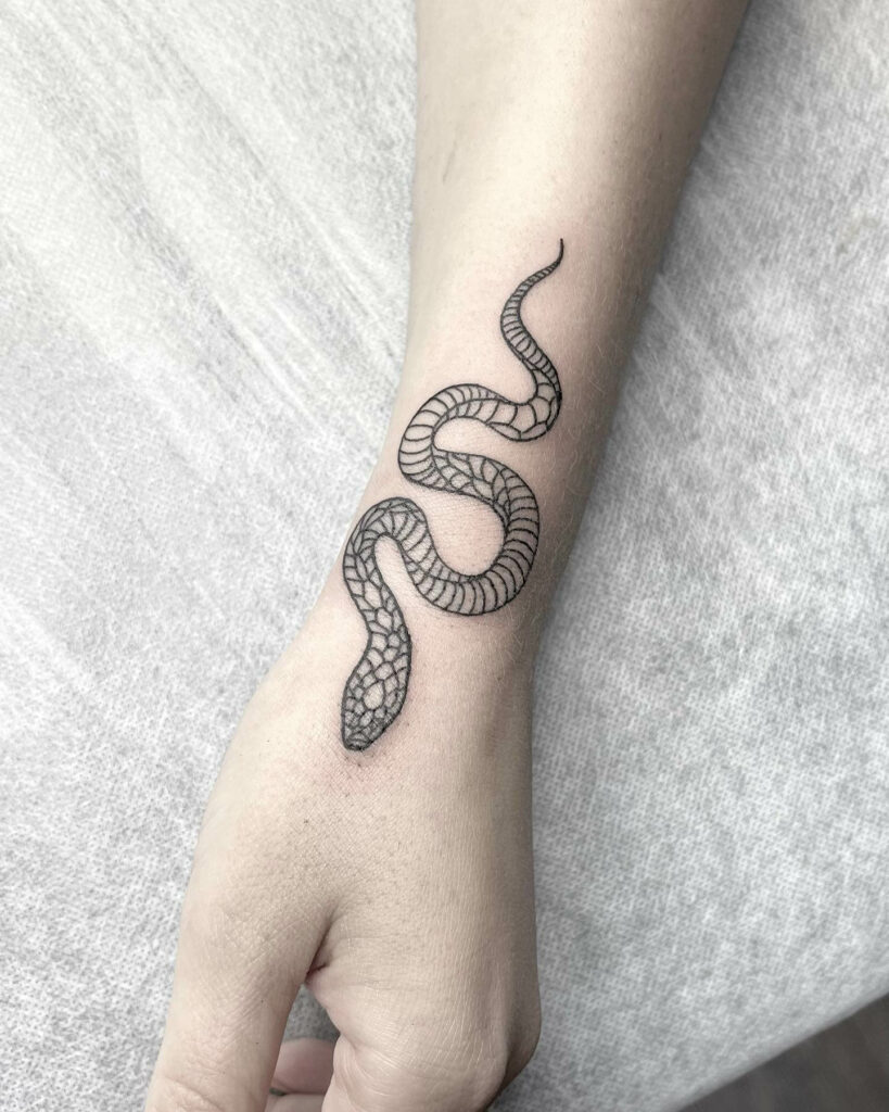 Small Snake Tattoo On Hand