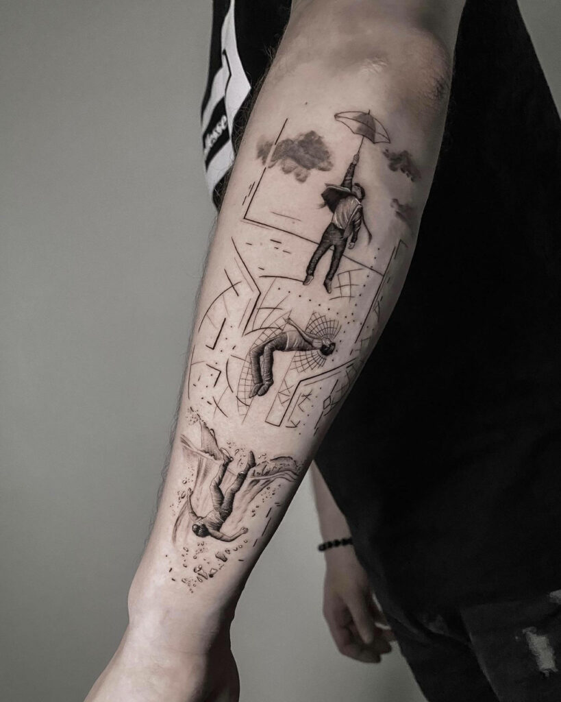 Flying Surrealistic Tattoo Sleeve