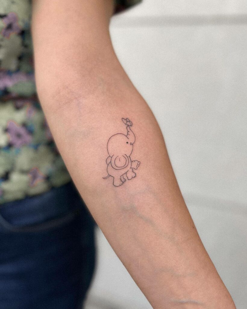 Cute Baby Elephant Tattoo On Hand
