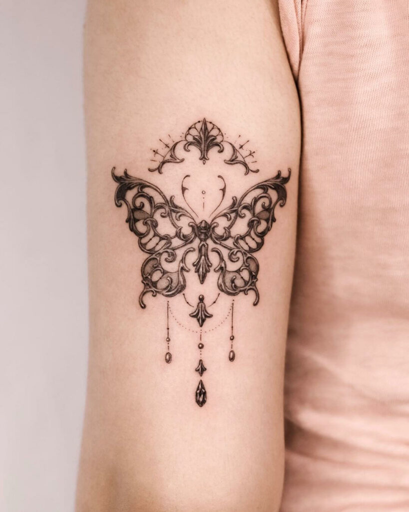 Pretty Butterfly Tattoo with Intricate Design Ideas