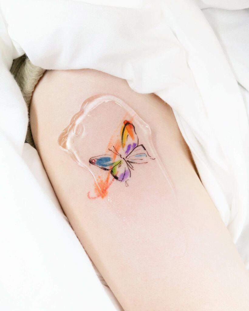 Small Rainbow Butterfly Tattoo