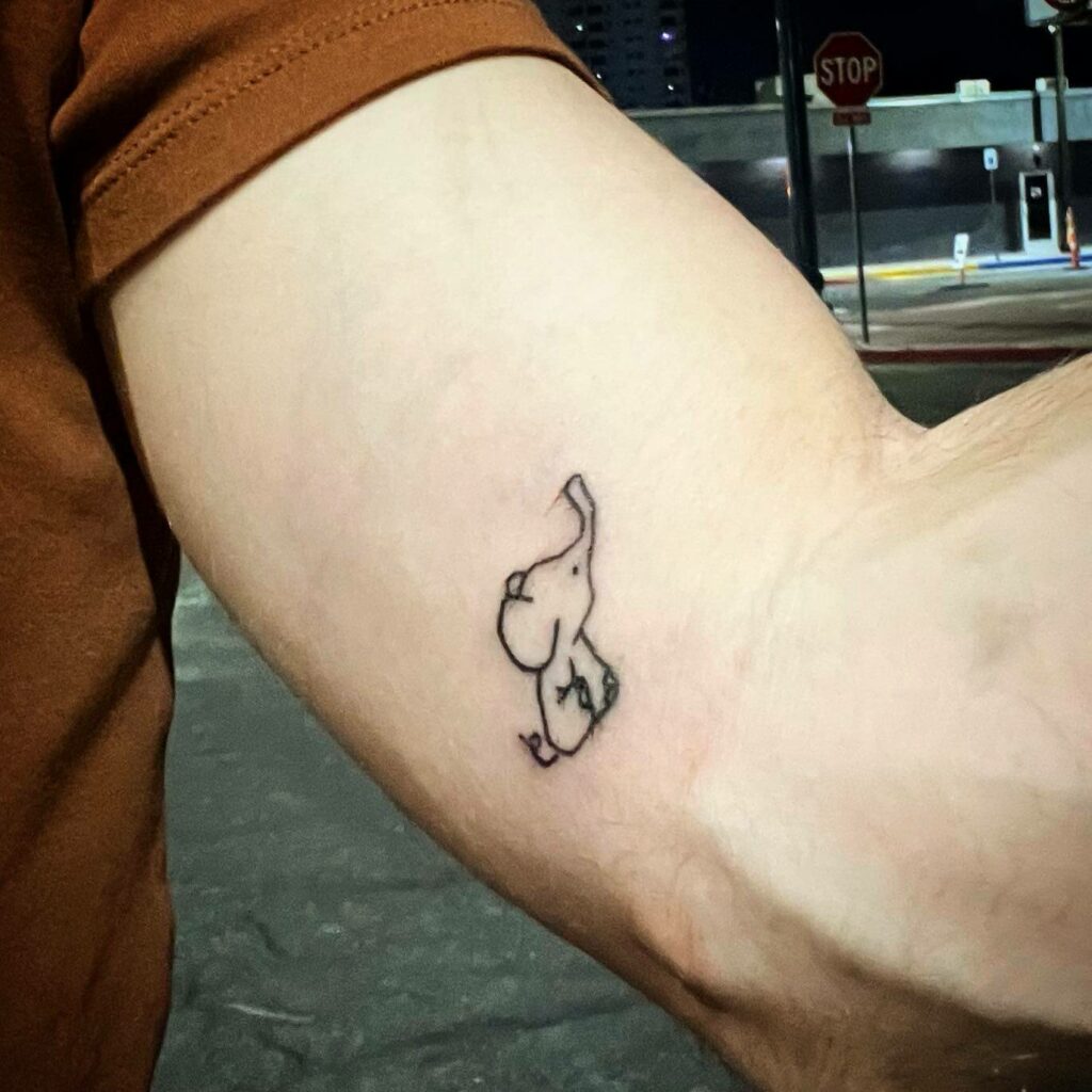Elephant Outline Tattoo On Hand