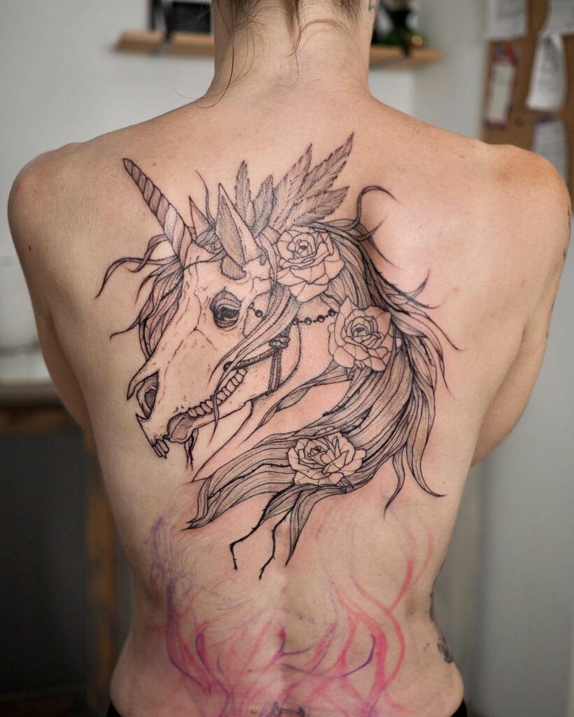 Unicorn Skull Tattoo