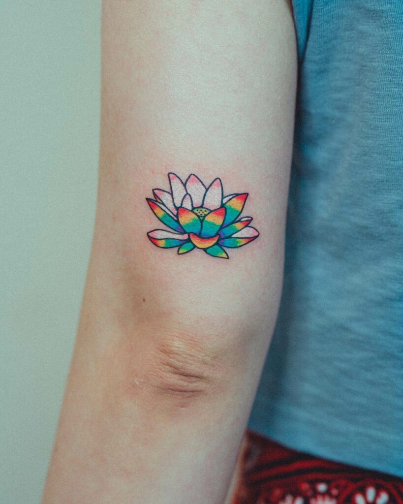 Small Rainbow Lotus Tattoo