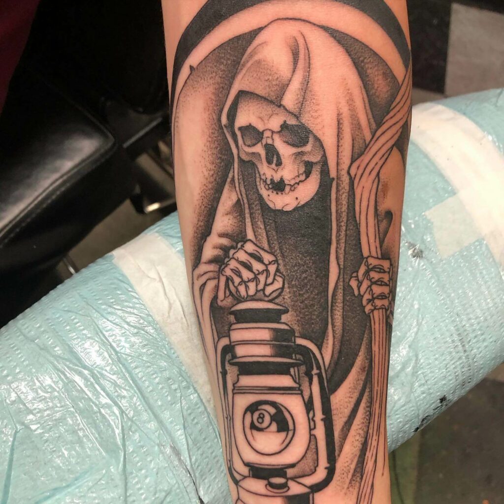 Grim Reaper Tattoo On Forearm