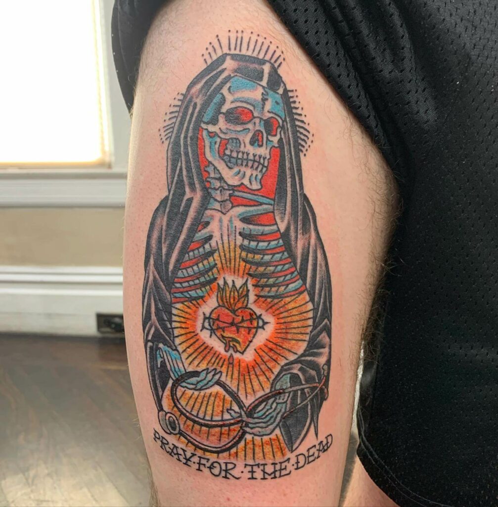 Upper Arm Grim Reaper Tattoo
