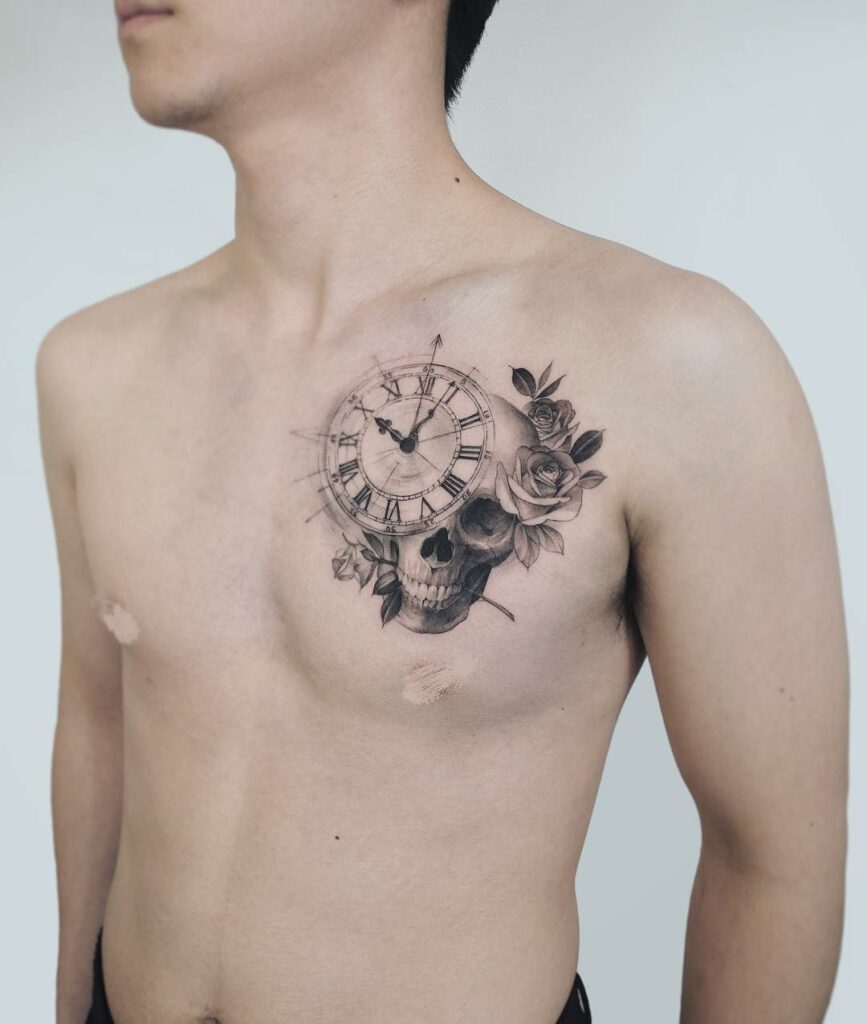 Watch on chest Tattoo