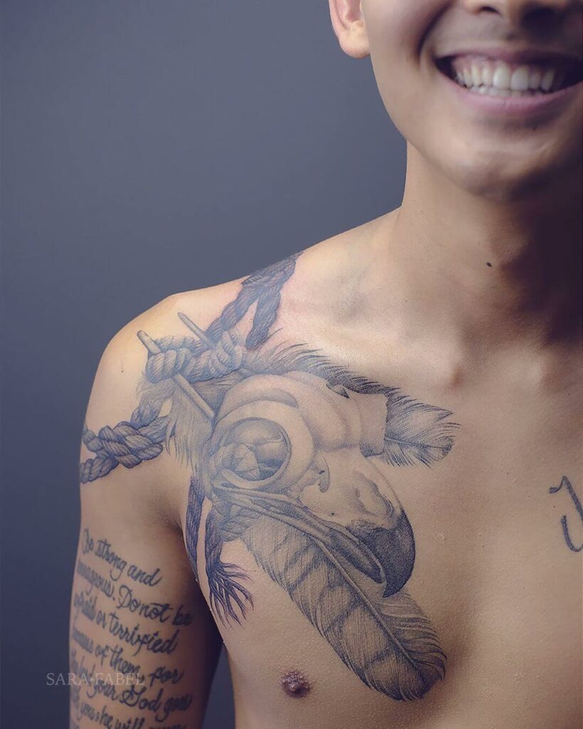 Cool Owl Skull Tattoos For The Chest Area