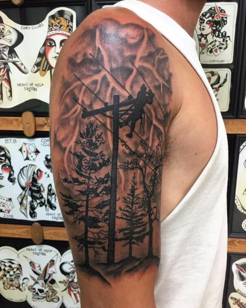Arm Lineman Tattoo in Bold Black Ink