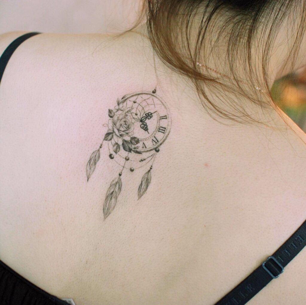 The Auspicious Dreamcatcher And The Pocket Watch Tattoo