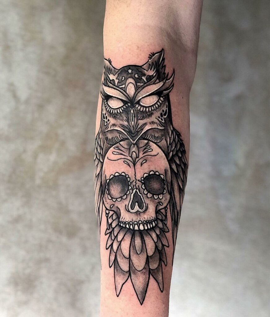 46 Intriguing Owl Skull Tattoo Designs with Meanings and Ideas  Body Art  Guru