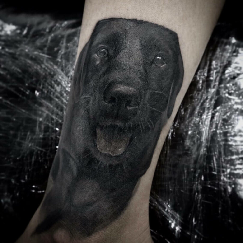 The Lab Tattoo On Calf