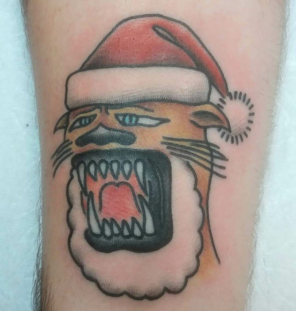 Santa Claus Sucky Panther Tattoo Design