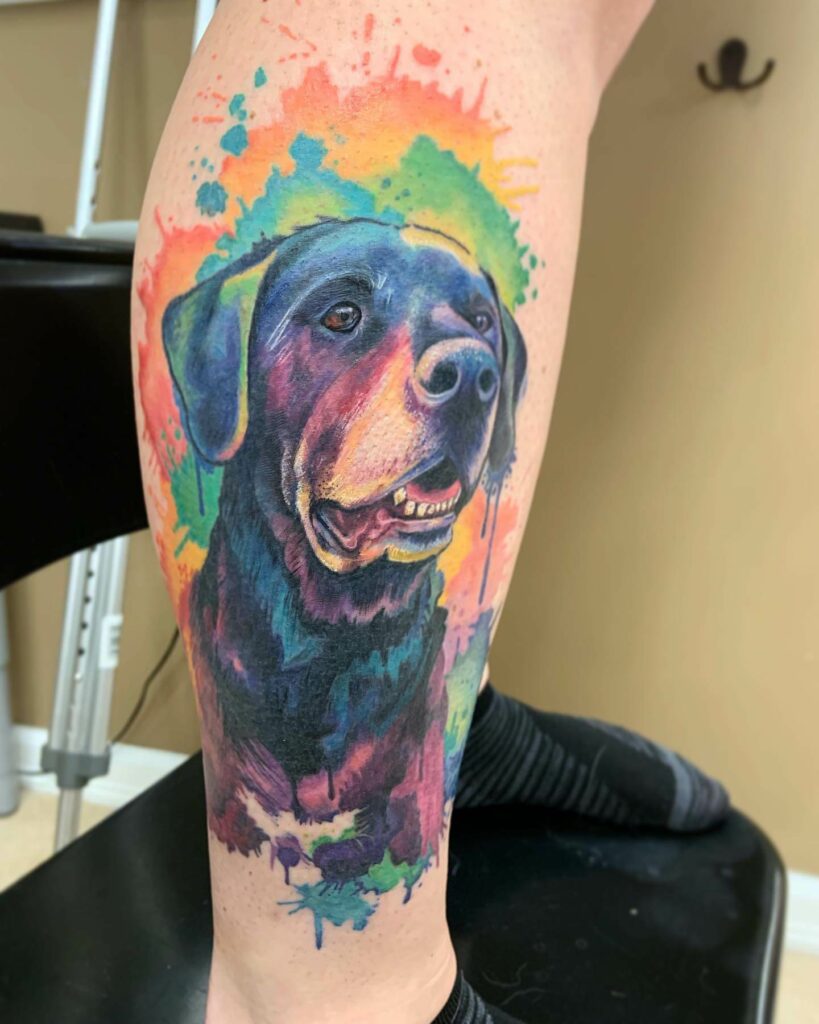 Black Lab Tattoo With A Splash Of Color