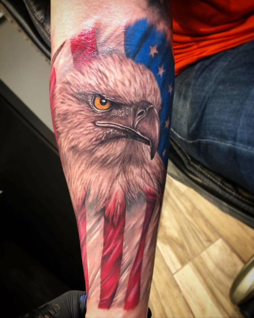 The American Flag With Its National bird Tattoo