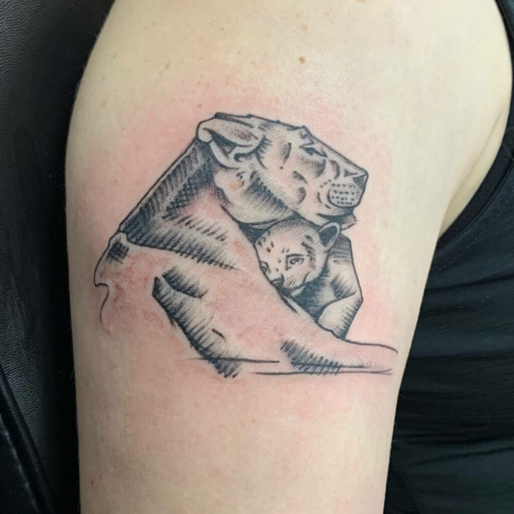 Puedmag Inkpire on Twitter Mother lion and cub done by resident black and  grey artist Katrina Thibodeau over at Puedmag Inkpire tattoos inked  httpstcoLZmkAhaCbI  Twitter