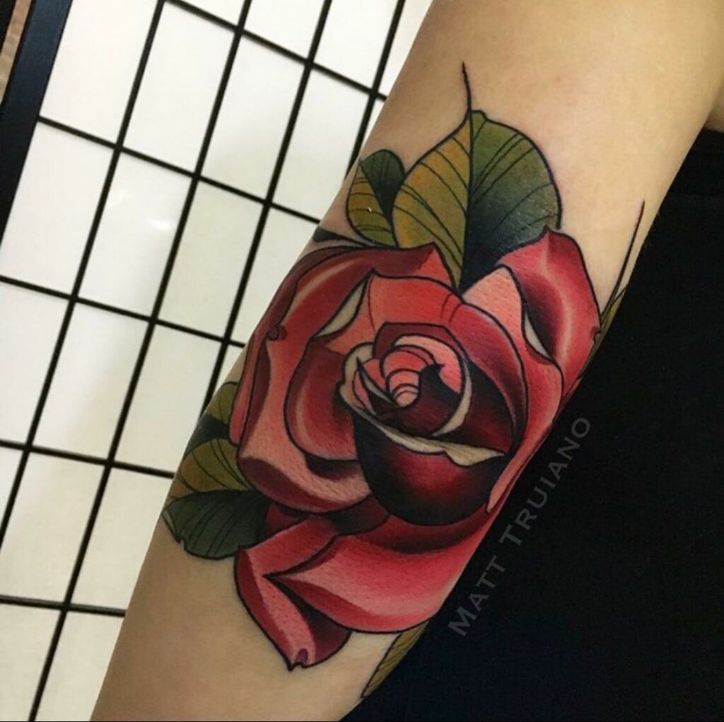 Neo-traditional Rose Arm Tattoo