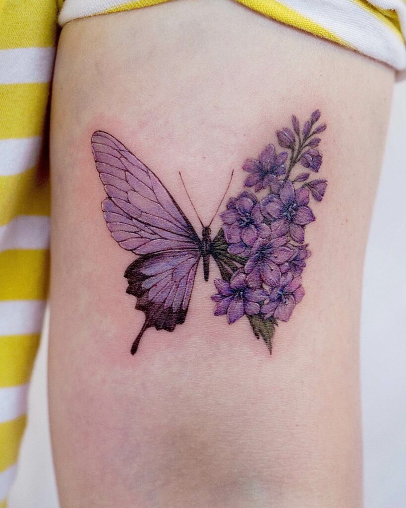 Delphinium Butterfly Tattoo
