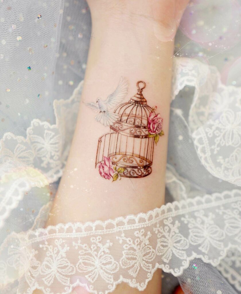 Dove Fleeing From Birdcage Tattoo