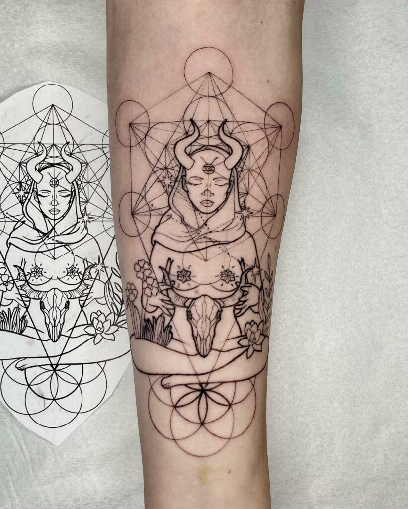 A Geometric Taurus Females Tattoo