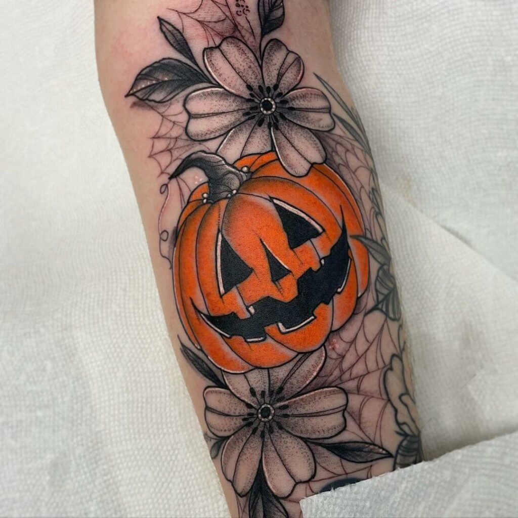 A Highlighted Pumpkin Tattoo