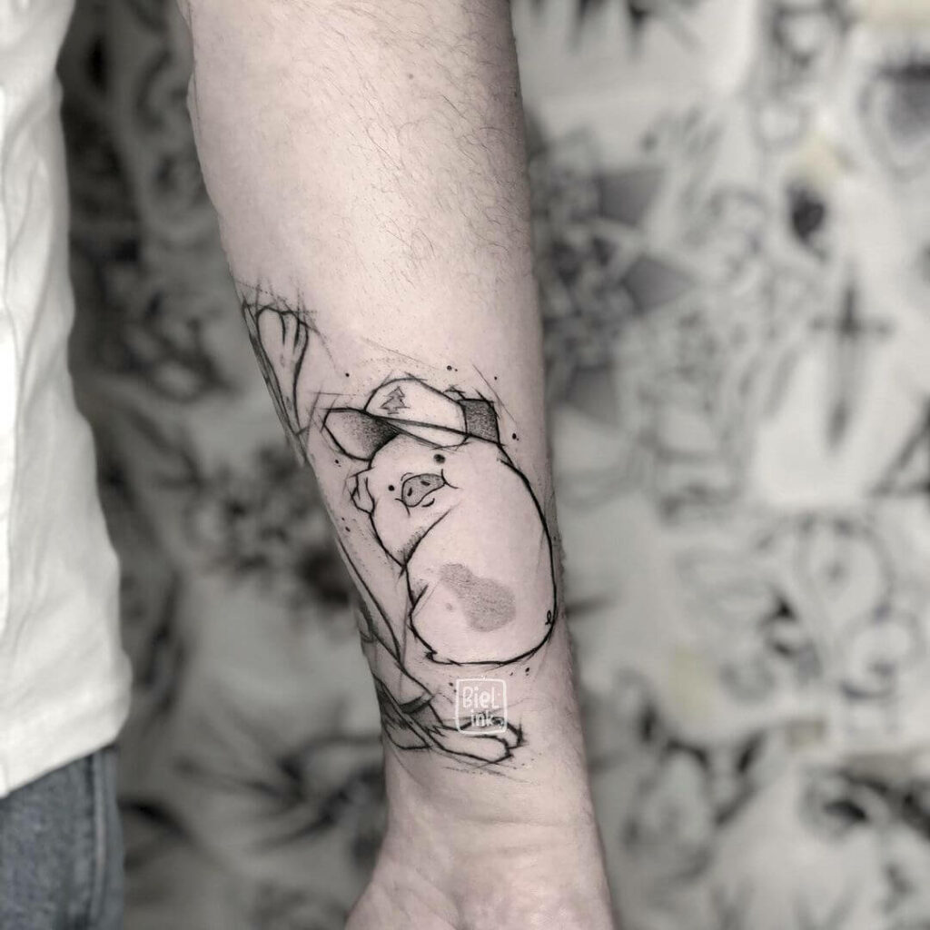 A Tattoo Of Waddles From Gravity Falls