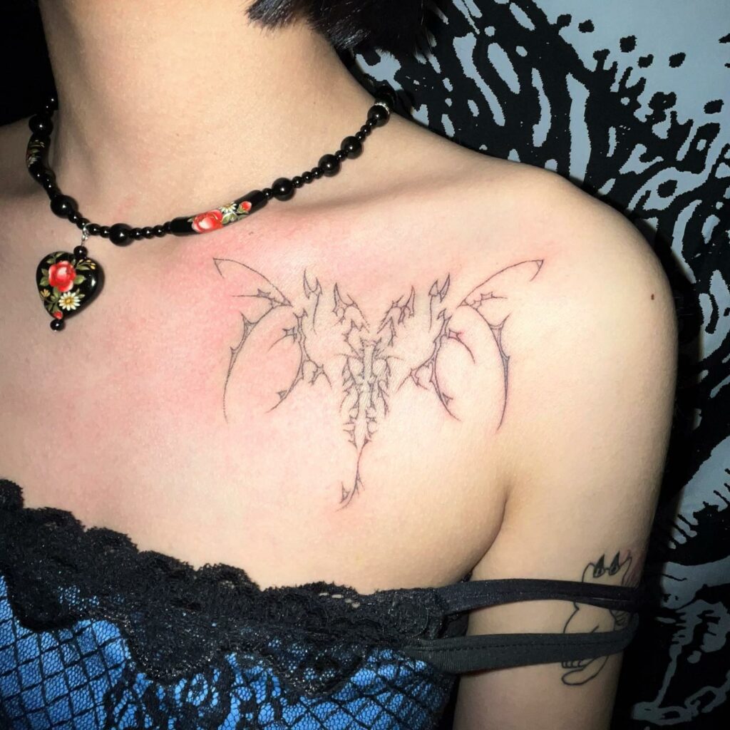 Abstract Butterfly Tattoo With Dot Work