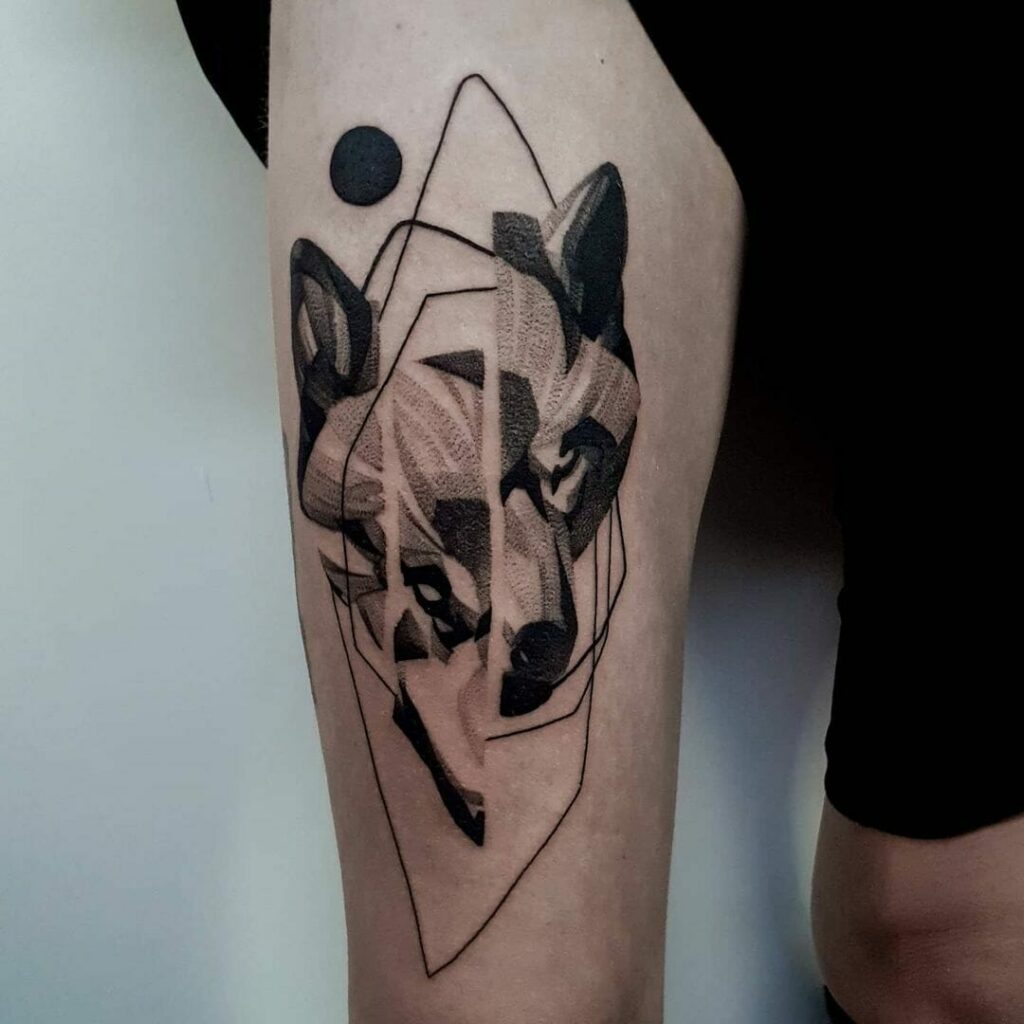 Abstract Modern Wolf Tattoos