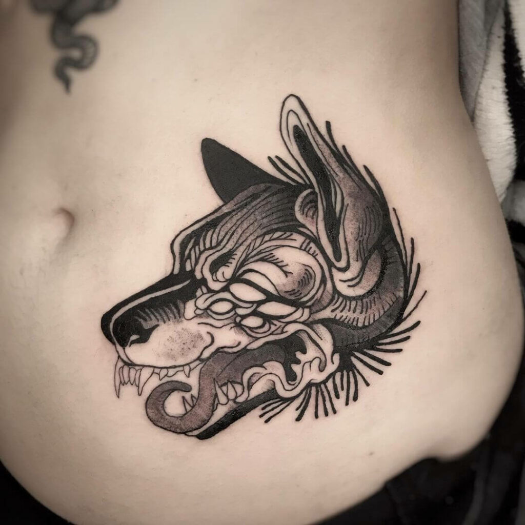 Abstract Wolf Head Tattoo