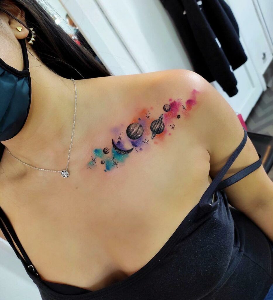 Acuarela Estilo Planets Tatuajes