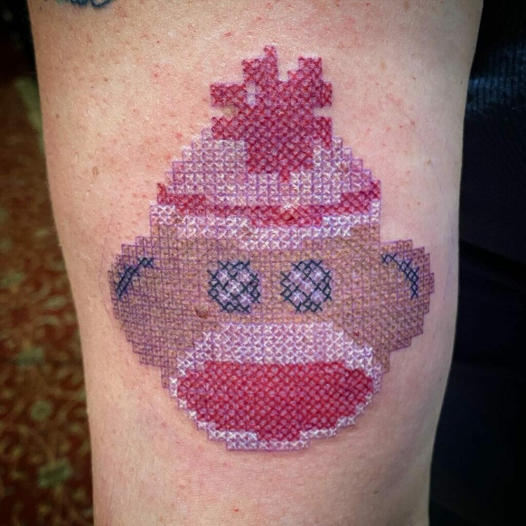 Adorable Cross Stitch Tattoo Ideas For Your Leg