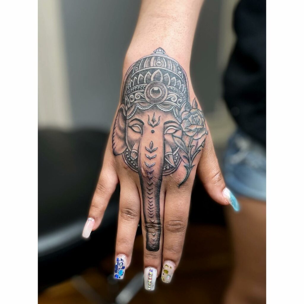 Aesthetic Elephant Tattoo On Hand