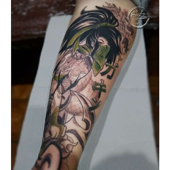 Akali Tattoo With Kanji